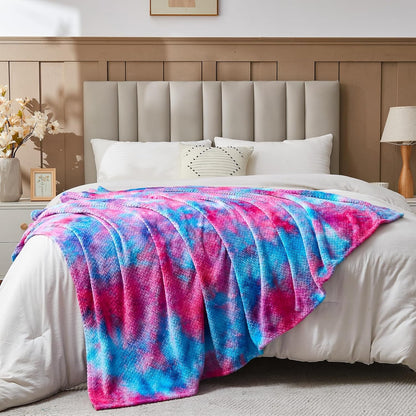 Fleece Leaves Pattern Throw Blanket, Light Purple, 50"x60" | Super Soft Throw Blanket, Lightweight Cozy Bed Sofa Blanket, Premium Silky Flannel Fleece, Travel Blanket for All Season Use - Colors A