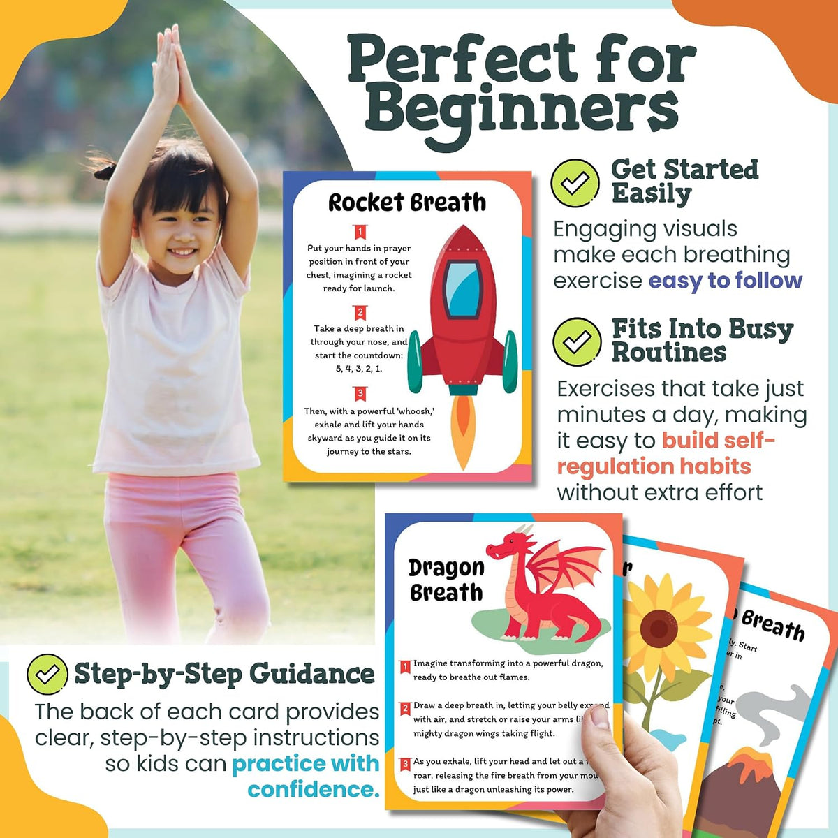 Breathing Cards for Kids, Mindfulness & Calming Corner Kit Must Haves