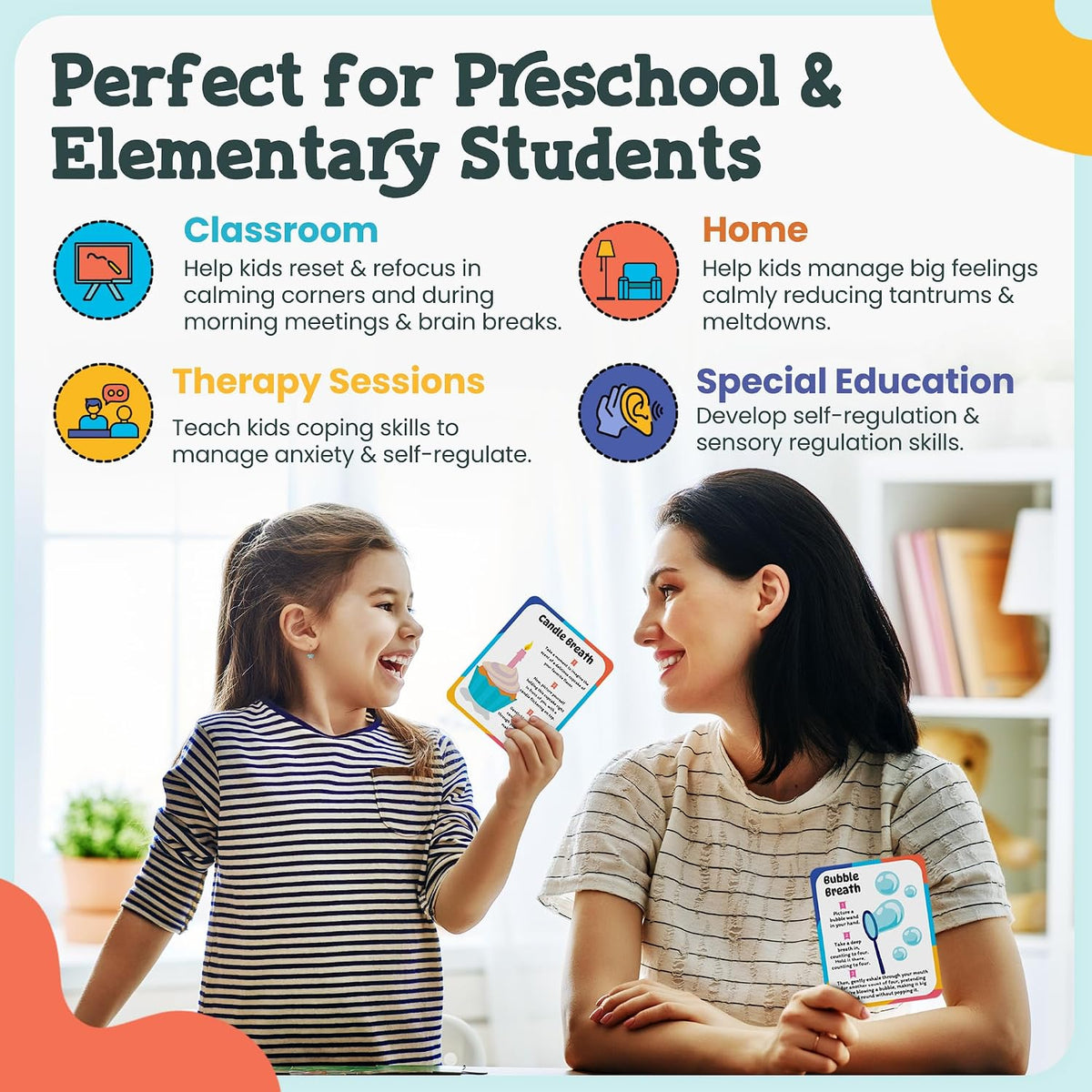 Breathing Cards for Kids, Mindfulness & Calming Corner Kit Must Haves