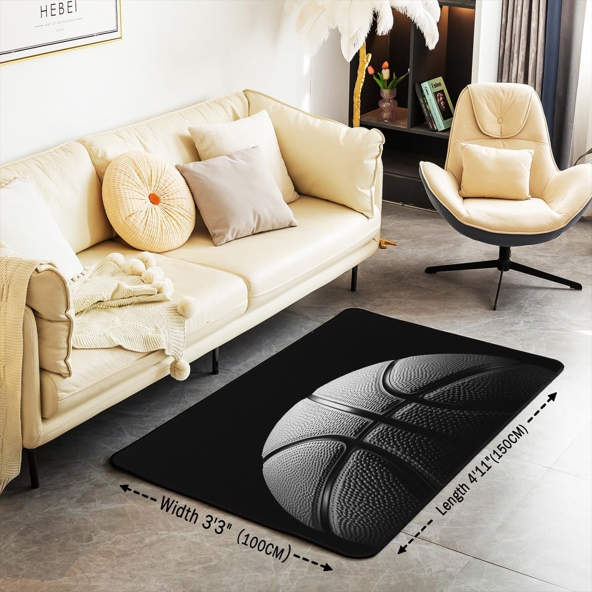 Basketball Gaming Sports Area Rug Bedroom Living Room 5x7 Kids
