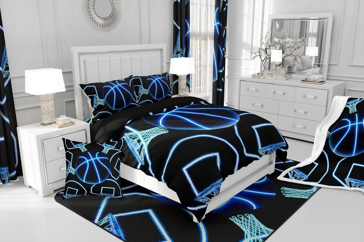 Basketball Gaming Sports Area Rug Bedroom Living Room 5x7 Kids