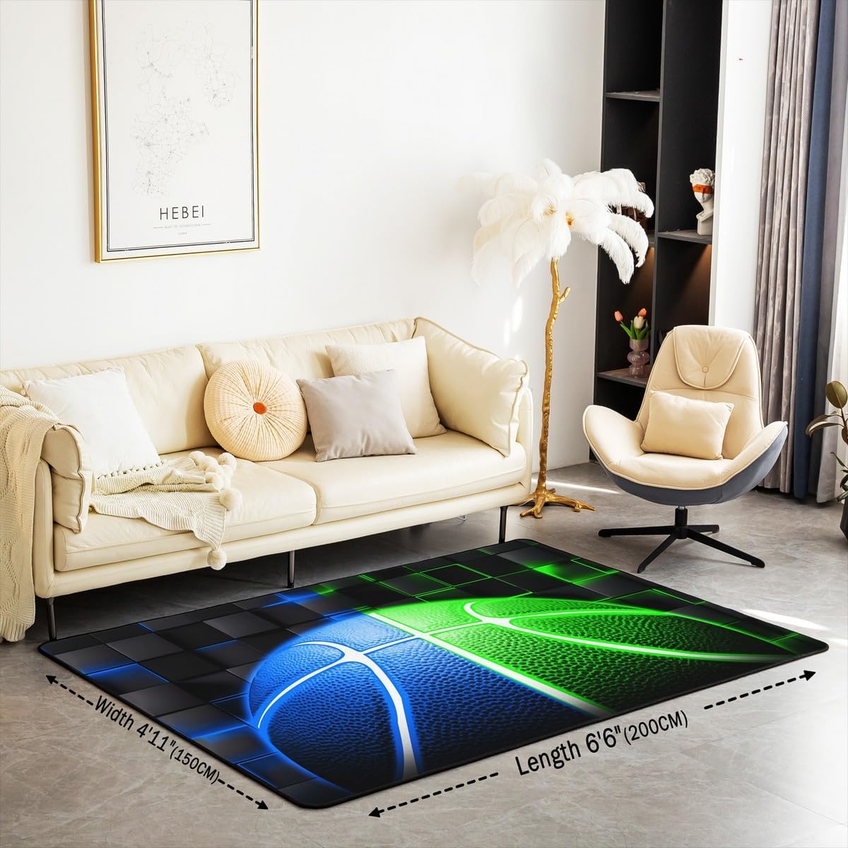 Basketball Gaming Sports Area Rug Bedroom Living Room 5x7 Kids