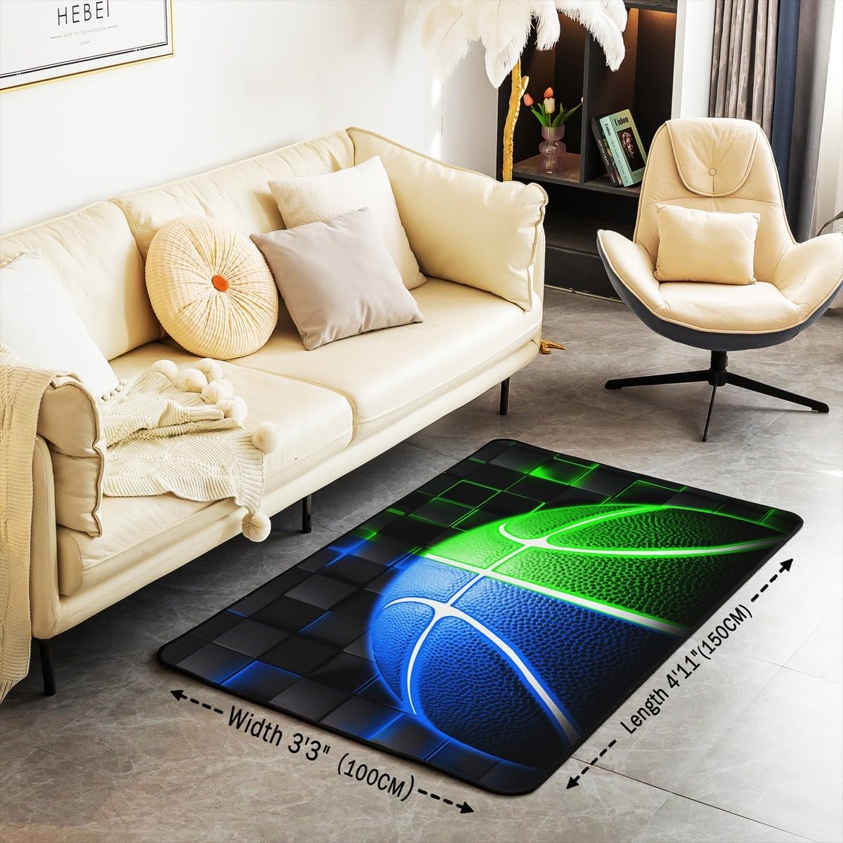 Basketball Gaming Sports Area Rug Bedroom Living Room 5x7 Kids