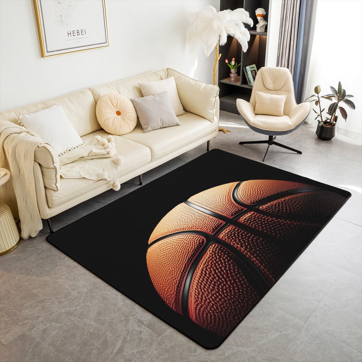 Basketball Gaming Sports Area Rug Bedroom Living Room 5x7 Kids