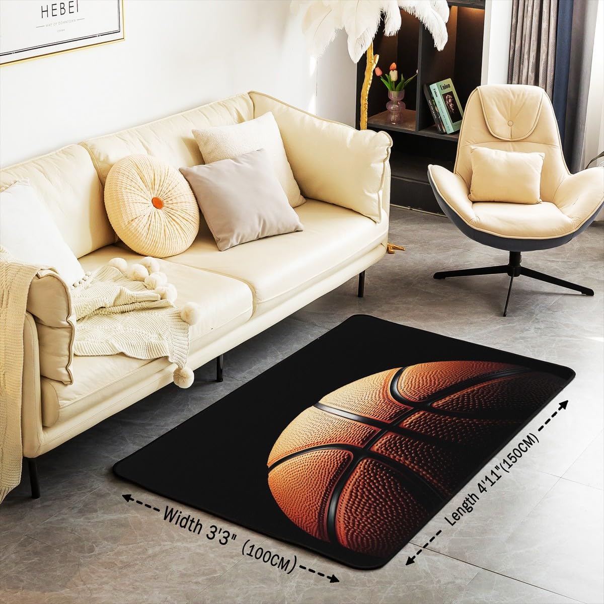 Basketball Gaming Sports Area Rug Bedroom Living Room 5x7 Kids