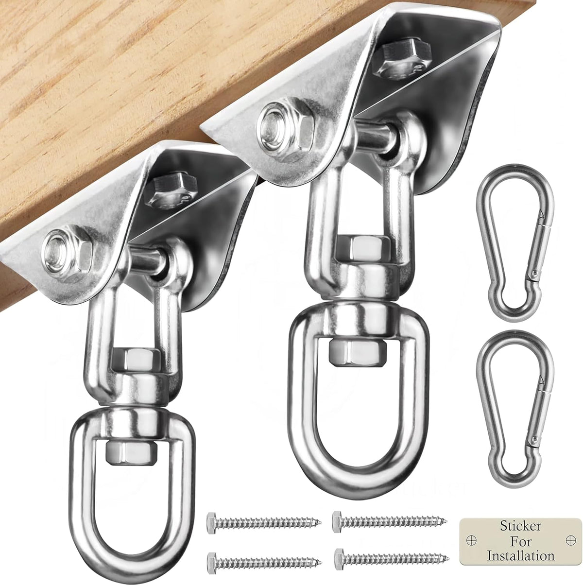 Heavy Duty Swing Hangers for Wooden Sets 2000 LB Capacity Hammock Hanger 360 Swivel Stainless Steel Swing Hardware Accessories for Porch Playground Yoga Heavy Bag