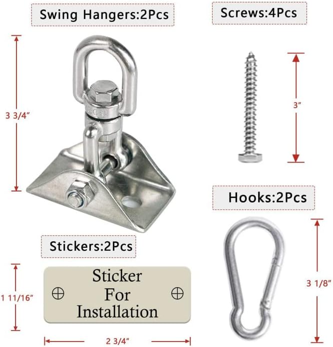 Heavy Duty Swing Hangers for Wooden Sets 2000 LB Capacity Hammock Hanger 360 Swivel Stainless Steel Swing Hardware Accessories for Porch Playground Yoga Heavy Bag