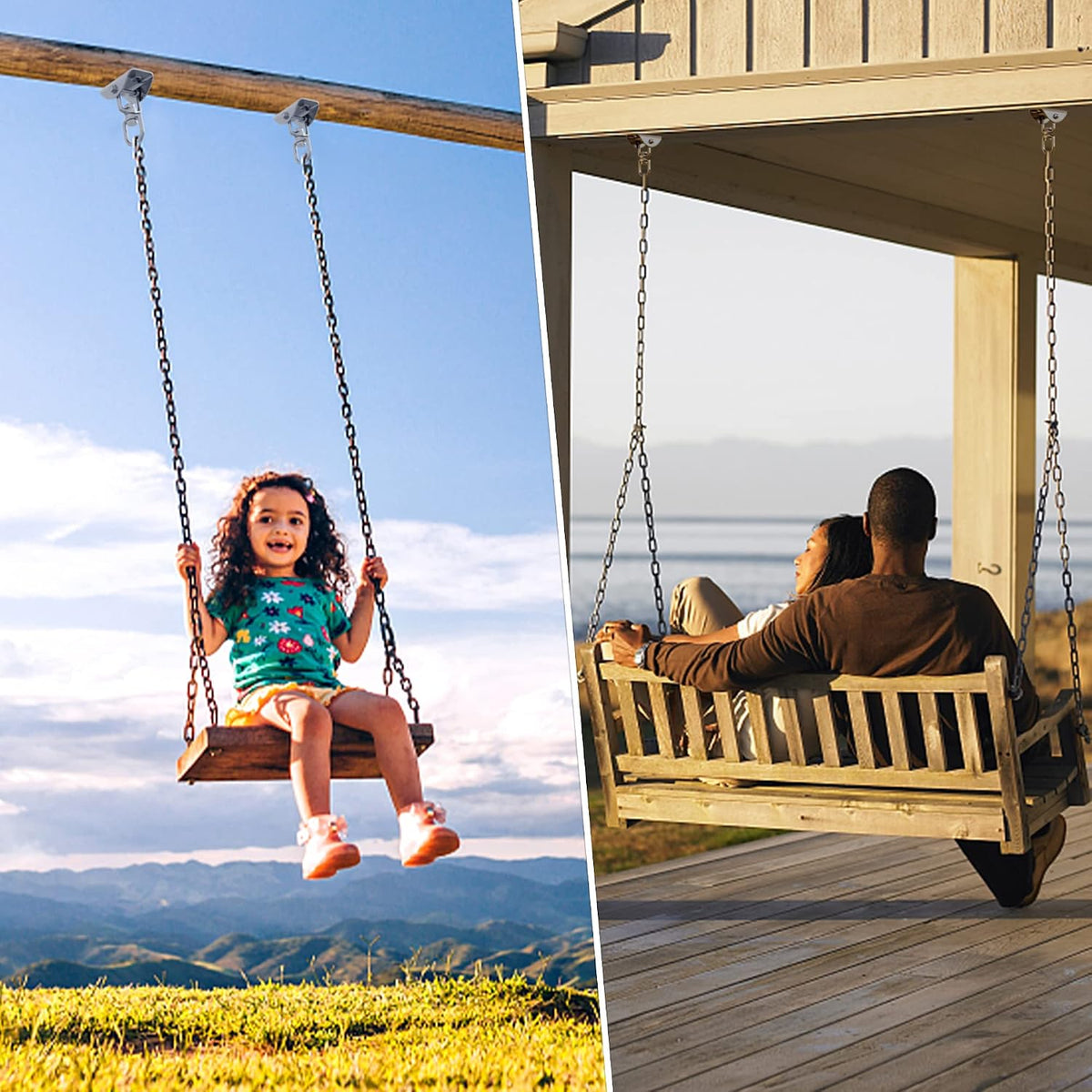 Heavy Duty Swing Hangers for Wooden Sets 2000 LB Capacity Hammock Hanger 360 Swivel Stainless Steel Swing Hardware Accessories for Porch Playground Yoga Heavy Bag