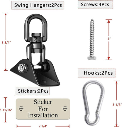 Heavy Duty Swing Hangers for Wooden Sets 2000 LB Capacity Hammock Hanger 360 Swivel Stainless Steel Swing Hardware Accessories for Porch Playground Yoga Heavy Bag