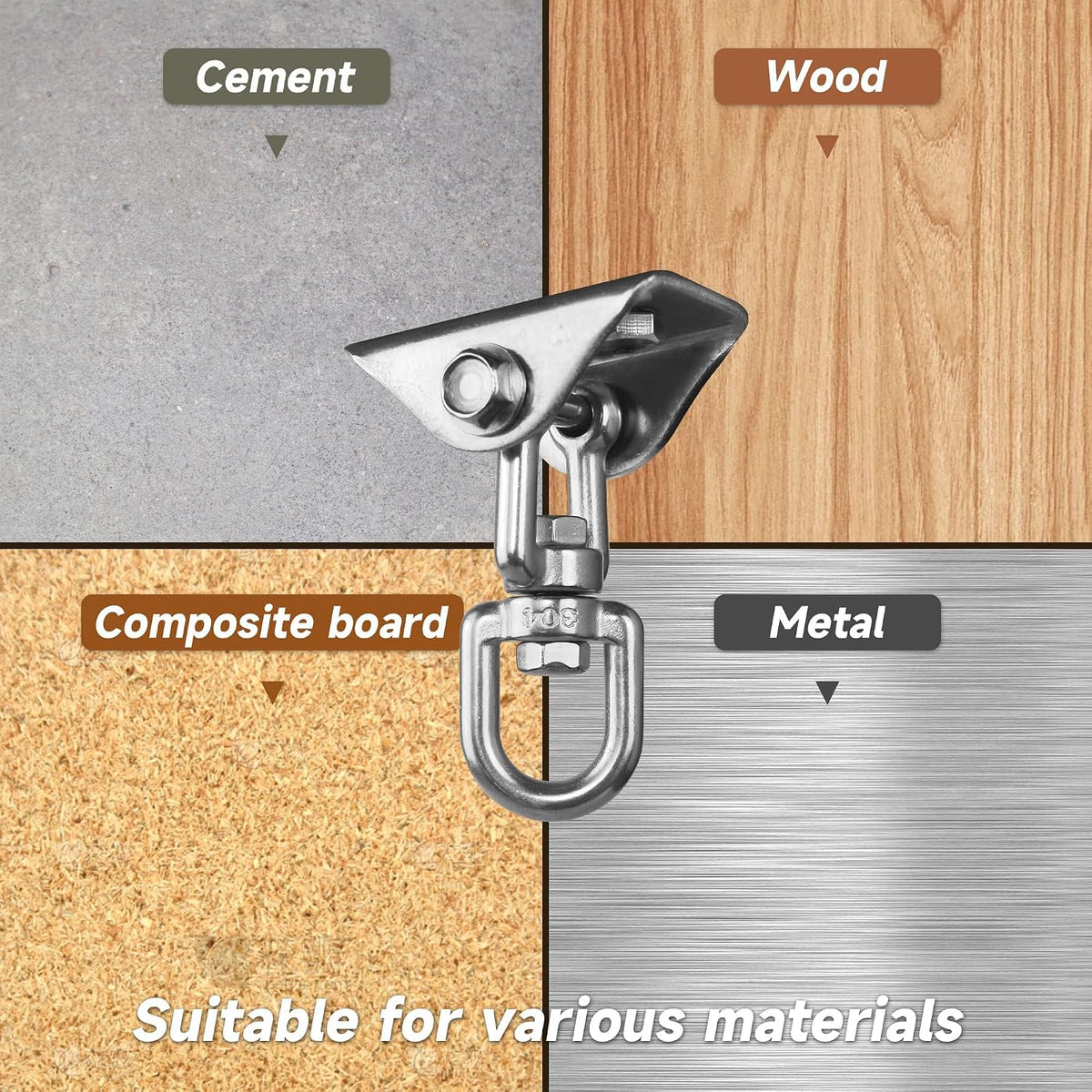 Heavy Duty Swing Hangers for Wooden Sets 2000 LB Capacity Hammock Hanger 360 Swivel Stainless Steel Swing Hardware Accessories for Porch Playground Yoga Heavy Bag