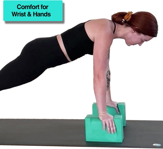 WRIST BLOCK™ The Ultimate Evolution in Premium Quality Yoga Blocks (Set of 2, Teal) - Designed to Eliminate Wrist Strain During Yoga, Pilates, Pushups and Other Exercises - Wrist Support - Meditation