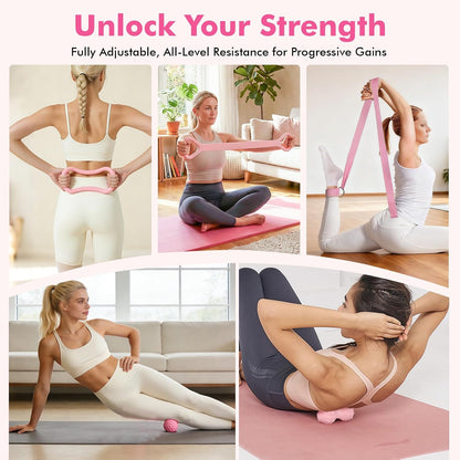 Pilates Equipment Kit for Women, Pink Ring Ball Bands, Home Workouts