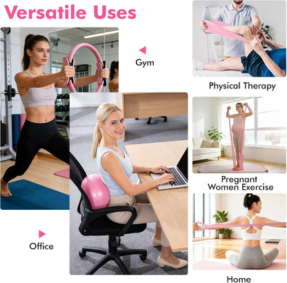 Pilates Equipment Kit for Women, Pink Ring Ball Bands, Home Workouts