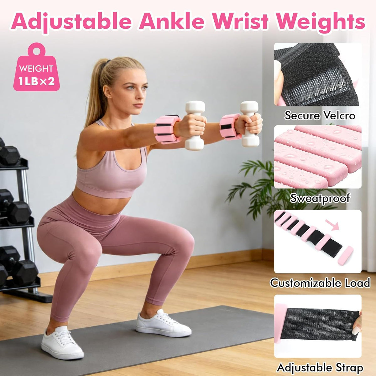 Pilates Equipment Kit for Women, Pink Ring Ball Bands, Home Workouts