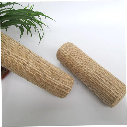1pc Straw Cervical Pillow Neck Pillows for Travel Yoga Memory Bolster Pillow Sleeping Pillow Natural, 30x9cm, Beige