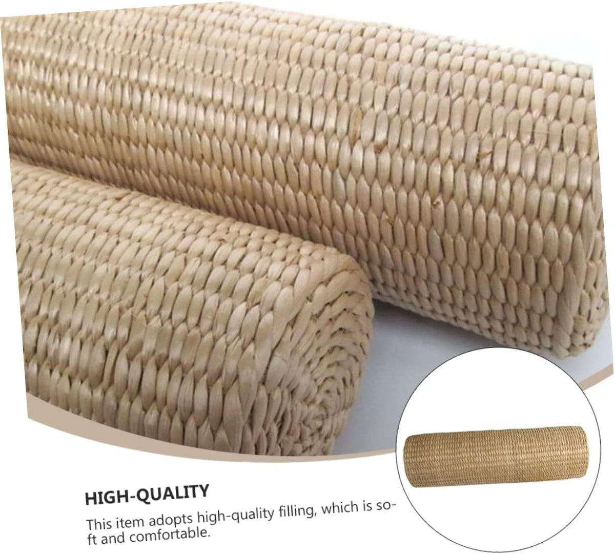 1pc Straw Cervical Pillow Neck Pillows for Travel Yoga Memory Bolster Pillow Sleeping Pillow Natural, 30x9cm, Beige