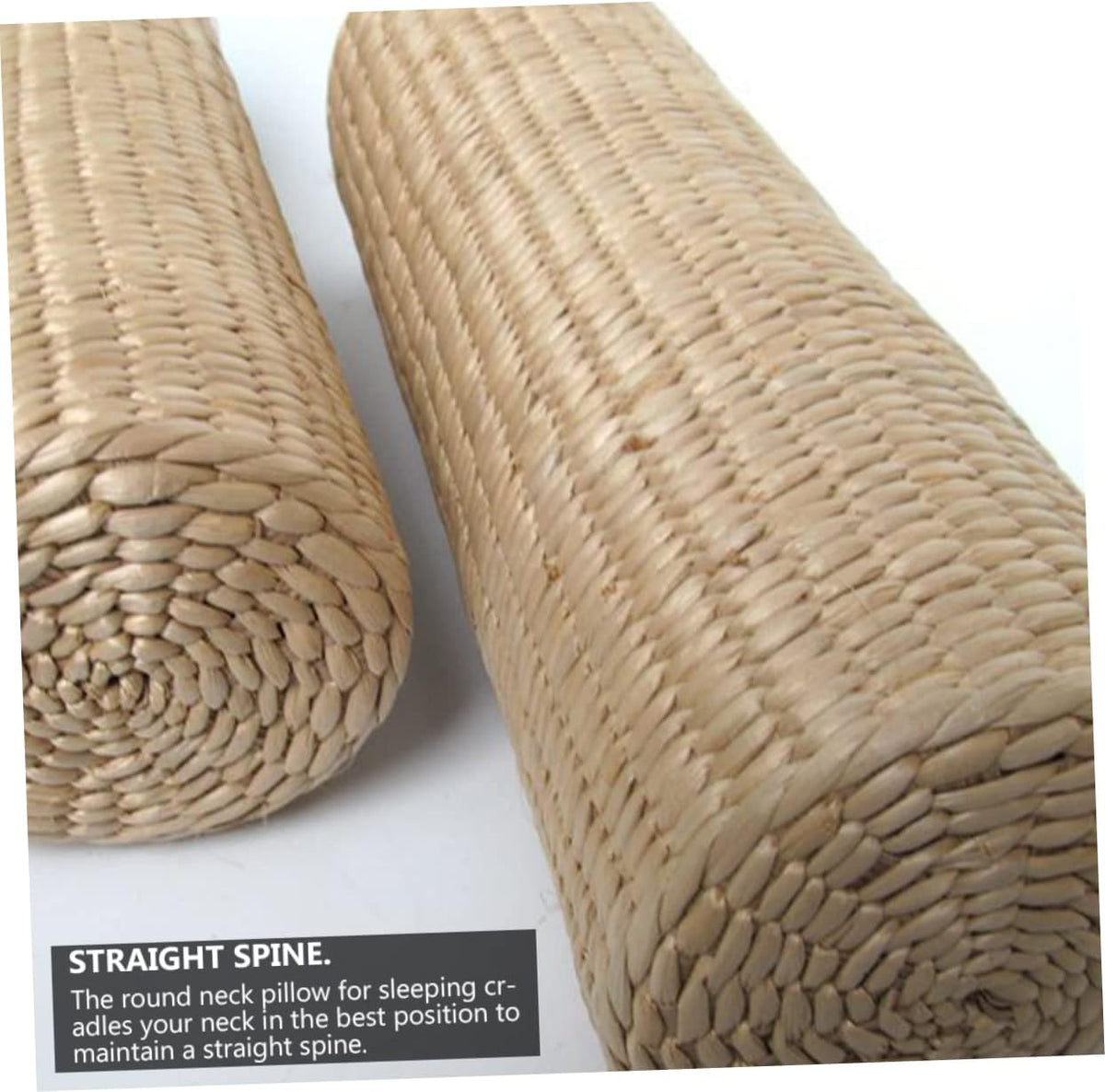 1pc Straw Cervical Pillow Neck Pillows for Travel Yoga Memory Bolster Pillow Sleeping Pillow Natural, 30x9cm, Beige