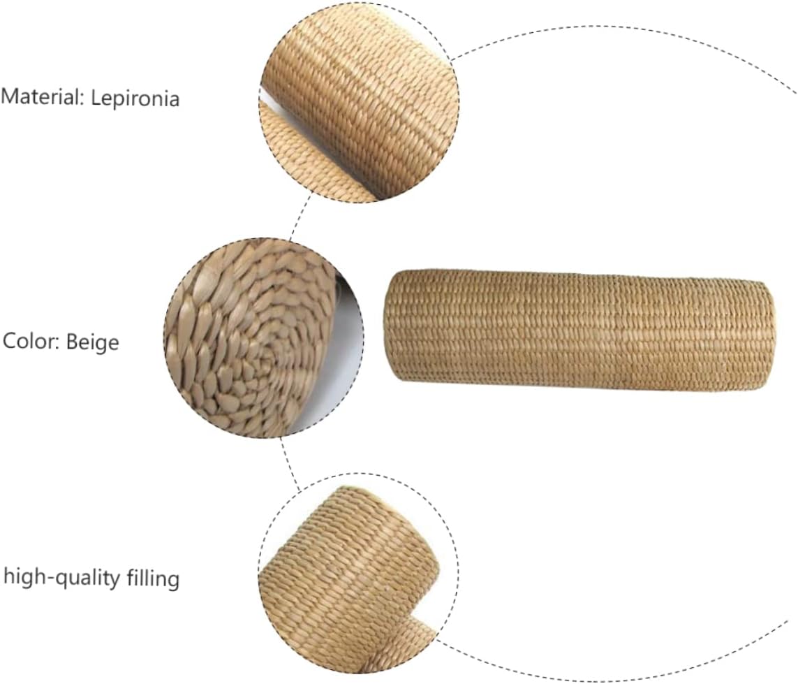 1pc Straw Cervical Pillow Neck Pillows for Travel Yoga Memory Bolster Pillow Sleeping Pillow Natural, 30x9cm, Beige