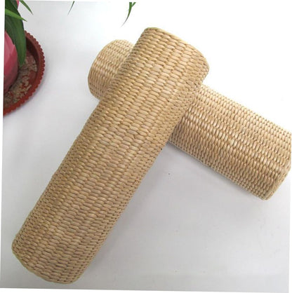 1pc Straw Cervical Pillow Neck Pillows for Travel Yoga Memory Bolster Pillow Sleeping Pillow Natural, 30x9cm, Beige