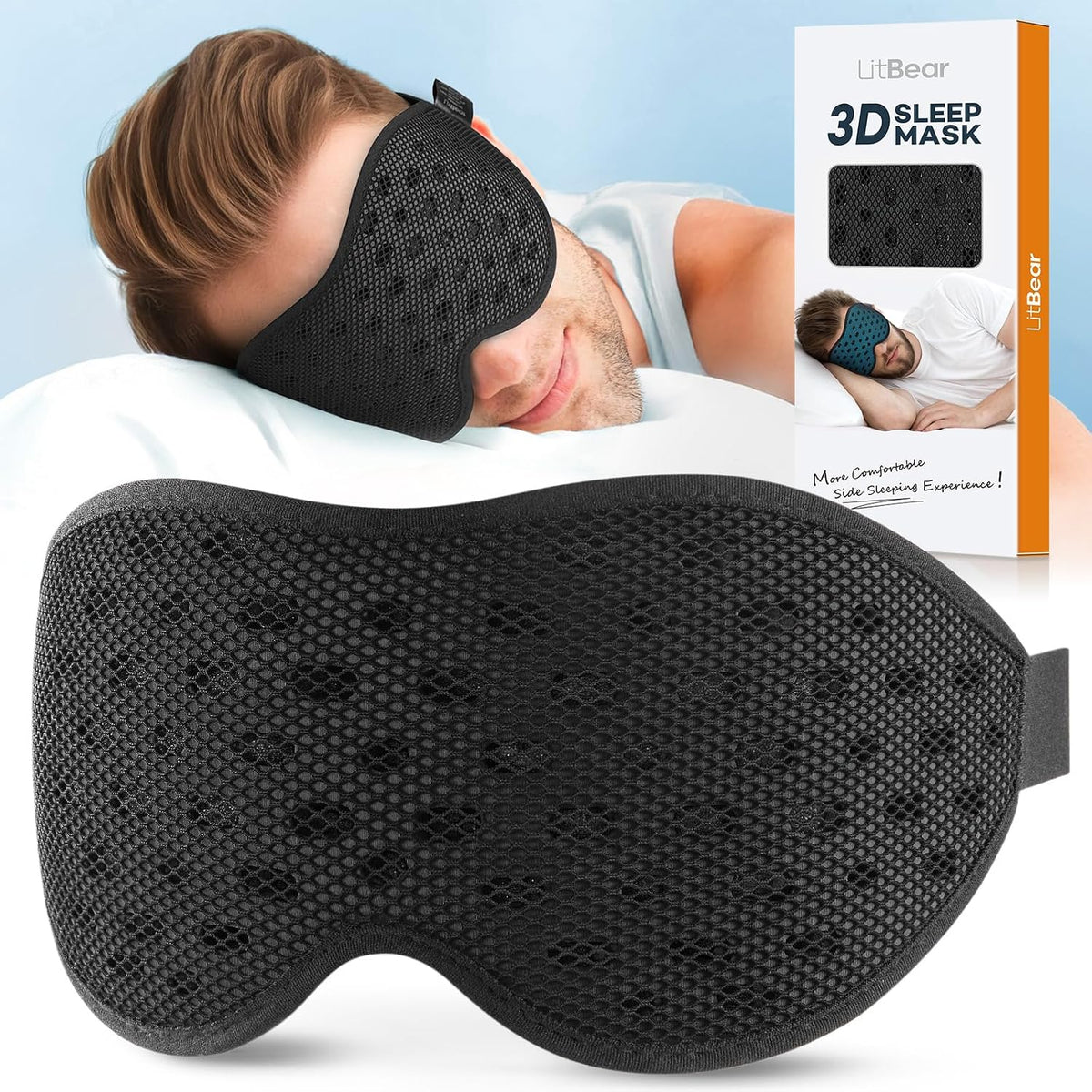 Breathable Sleep Mask, 3D Eye Mask Sleep for Side Sleeper Women Men