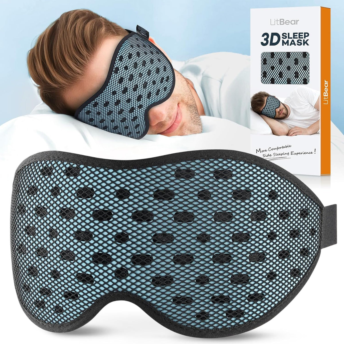 Breathable Sleep Mask, 3D Eye Mask Sleep for Side Sleeper Women Men