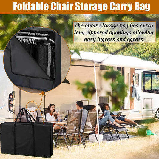 Foldable Chair Storage Carry Bag, Heavy Duty 210D Oxford Travel Bag for Folding Lounge Chair, Zero Gravity Chair, Rollator Walker, Camp Table, Patio Cushion Storage (Black)