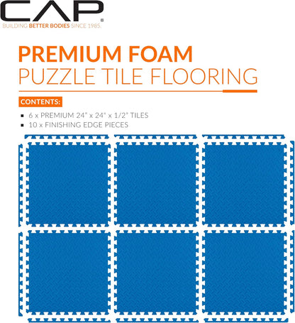 Puzzle Exercise Mats | 1/2” Thick EVA Interlocking Foam Tiles for Home Gym Flooring | Multiple Options