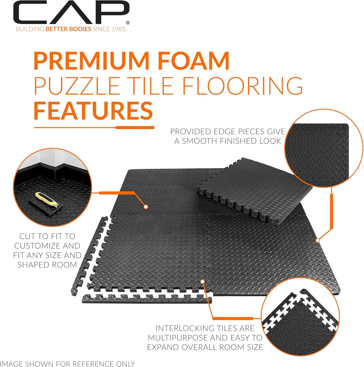 Puzzle Exercise Mats | 1/2” Thick EVA Interlocking Foam Tiles for Home Gym Flooring | Multiple Options