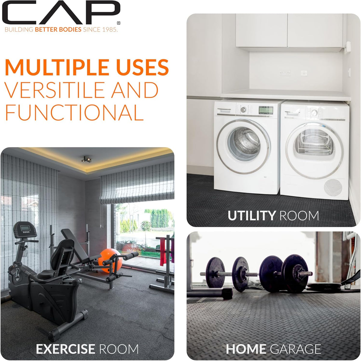 Puzzle Exercise Mats | 1/2” Thick EVA Interlocking Foam Tiles for Home Gym Flooring | Multiple Options