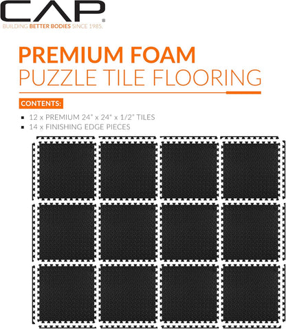 Puzzle Exercise Mats | 1/2” Thick EVA Interlocking Foam Tiles for Home Gym Flooring | Multiple Options
