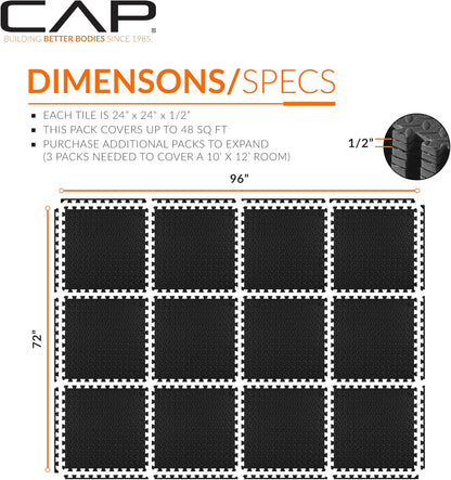 Puzzle Exercise Mats | 1/2” Thick EVA Interlocking Foam Tiles for Home Gym Flooring | Multiple Options