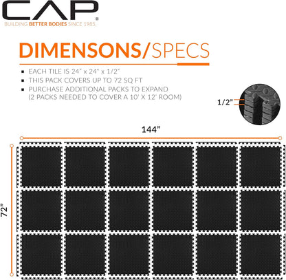 Puzzle Exercise Mats | 1/2” Thick EVA Interlocking Foam Tiles for Home Gym Flooring | Multiple Options