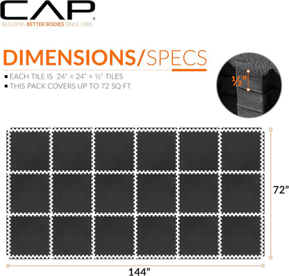 Puzzle Exercise Mats | 1/2” Thick EVA Interlocking Foam Tiles for Home Gym Flooring | Multiple Options