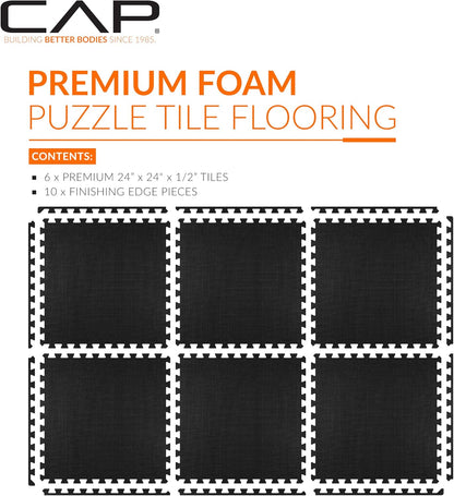 Puzzle Exercise Mats | 1/2” Thick EVA Interlocking Foam Tiles for Home Gym Flooring | Multiple Options