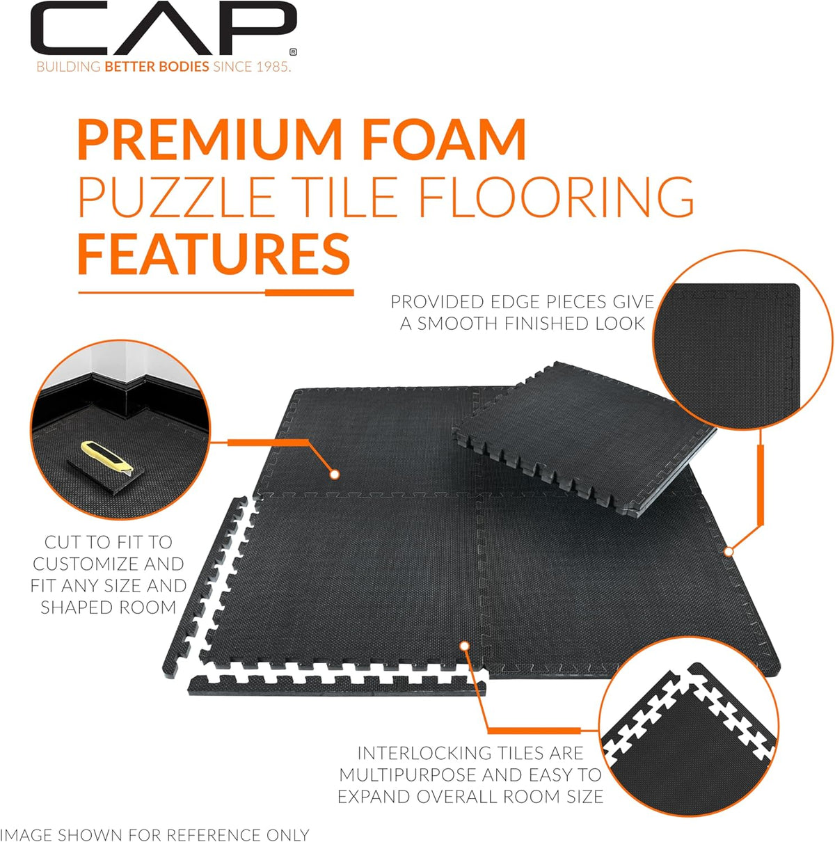 Puzzle Exercise Mats | 1/2” Thick EVA Interlocking Foam Tiles for Home Gym Flooring | Multiple Options