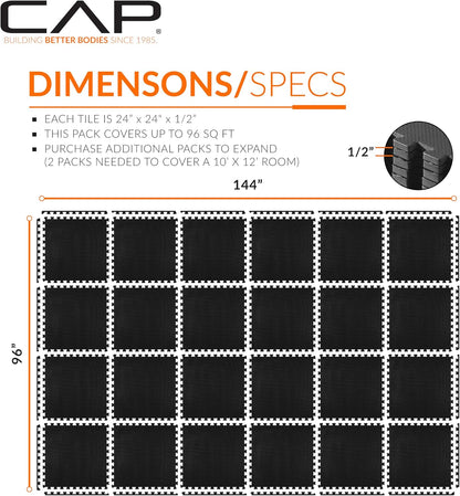 Puzzle Exercise Mats | 1/2” Thick EVA Interlocking Foam Tiles for Home Gym Flooring | Multiple Options