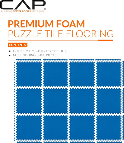 Puzzle Exercise Mats | 1/2” Thick EVA Interlocking Foam Tiles for Home Gym Flooring | Multiple Options