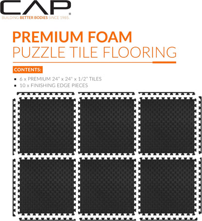 Puzzle Exercise Mats | 1/2” Thick EVA Interlocking Foam Tiles for Home Gym Flooring | Multiple Options