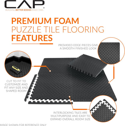 Puzzle Exercise Mats | 1/2” Thick EVA Interlocking Foam Tiles for Home Gym Flooring | Multiple Options