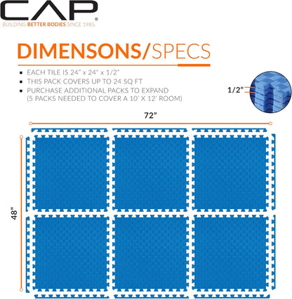 Puzzle Exercise Mats | 1/2” Thick EVA Interlocking Foam Tiles for Home Gym Flooring | Multiple Options