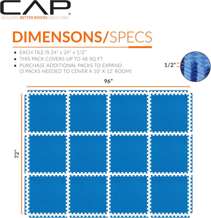 Puzzle Exercise Mats | 1/2” Thick EVA Interlocking Foam Tiles for Home Gym Flooring | Multiple Options
