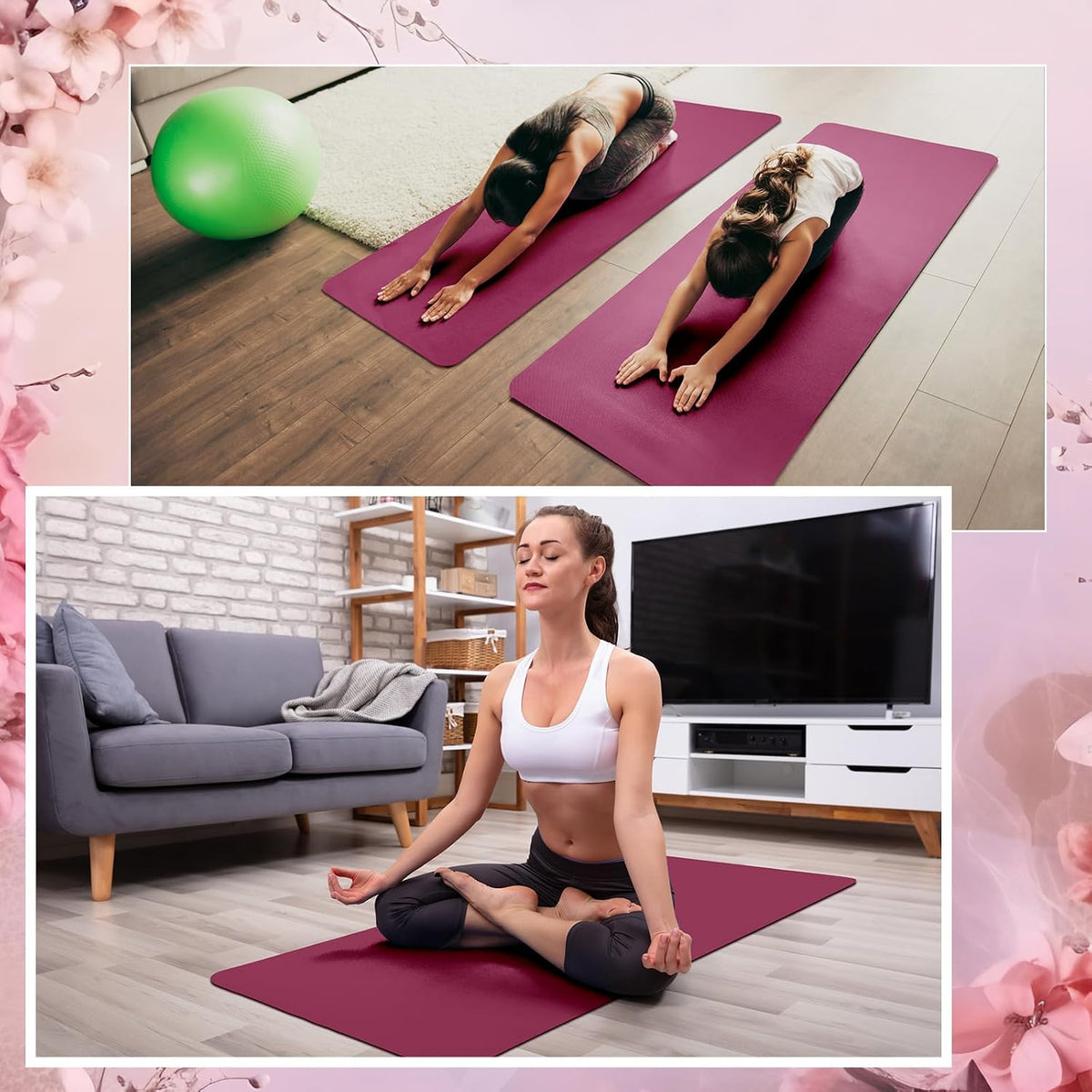 12 Pack Yoga Mat Bulk, 4mm Thick Extra Long Sports Mat Anti Slip Tear Resistant Yoga Exercise Set for Fitness Stretching Home Workout Gym and Studio