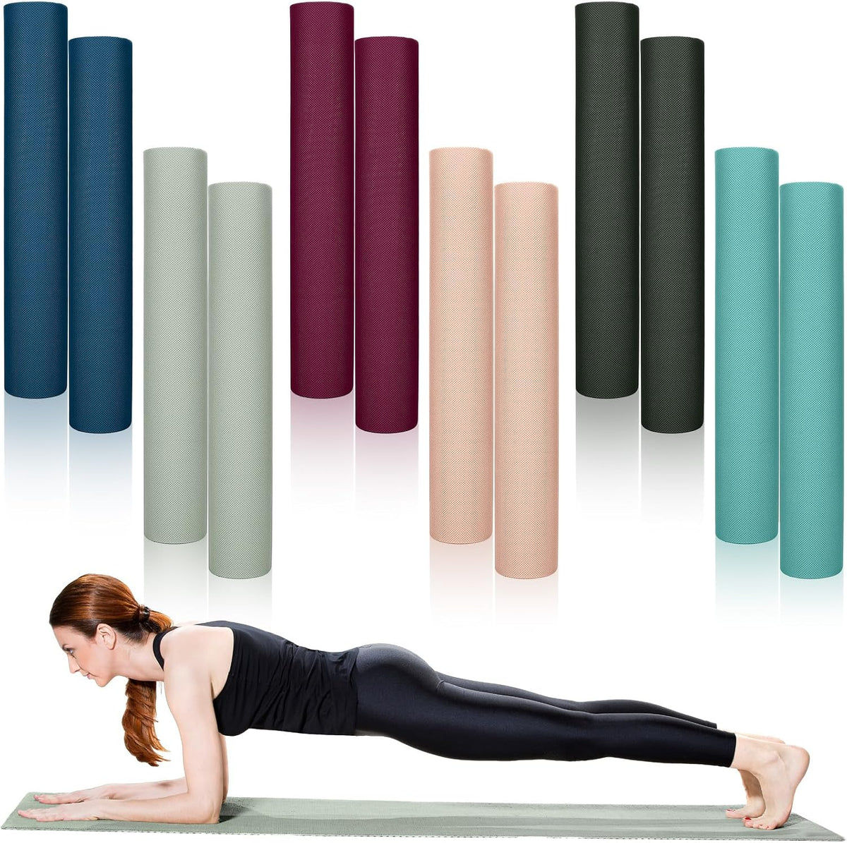 12 Pack Yoga Mat Bulk, 4mm Thick Extra Long Sports Mat Anti Slip Tear Resistant Yoga Exercise Set for Fitness Stretching Home Workout Gym and Studio