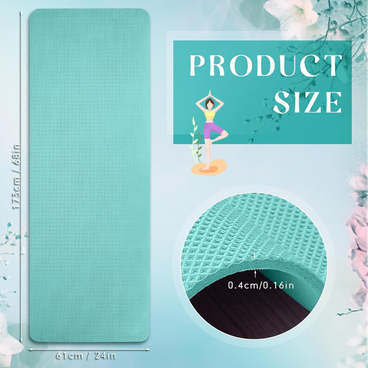 12 Pack Yoga Mat Bulk, 4mm Thick Extra Long Sports Mat Anti Slip Tear Resistant Yoga Exercise Set for Fitness Stretching Home Workout Gym and Studio