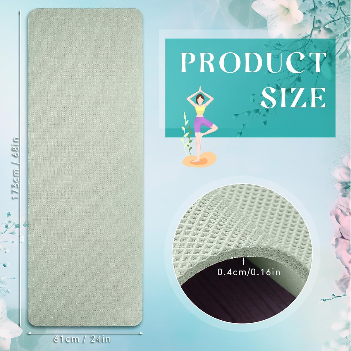 12 Pack Yoga Mat Bulk, 4mm Thick Extra Long Sports Mat Anti Slip Tear Resistant Yoga Exercise Set for Fitness Stretching Home Workout Gym and Studio
