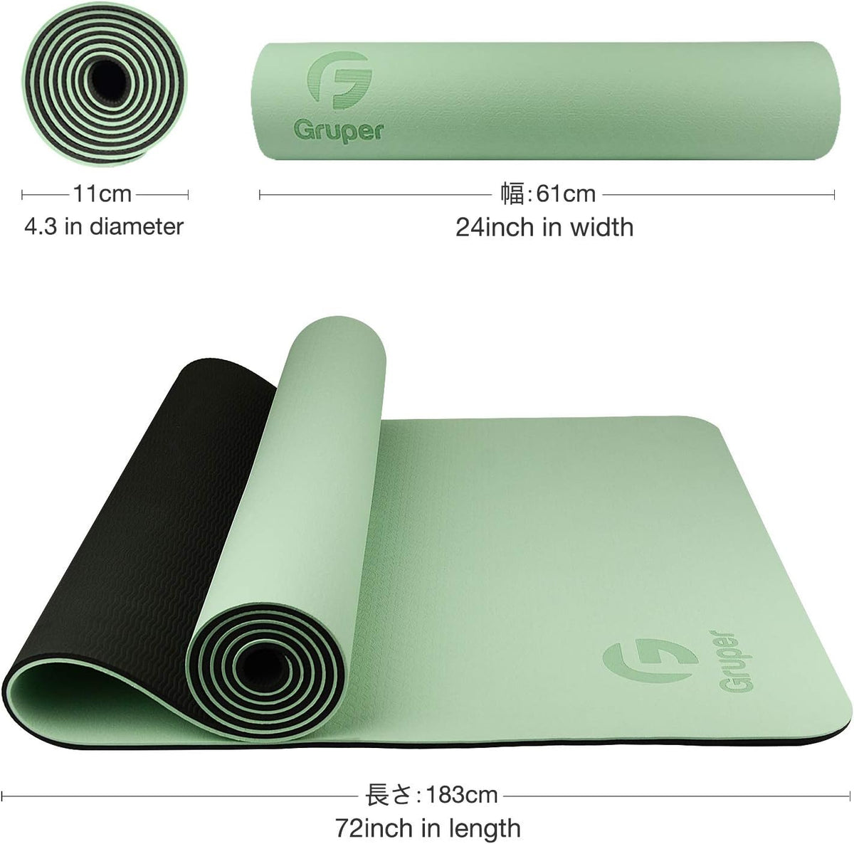 Yoga Mat Non Slip, Eco Friendly Exercise Mat with Carrying Strap