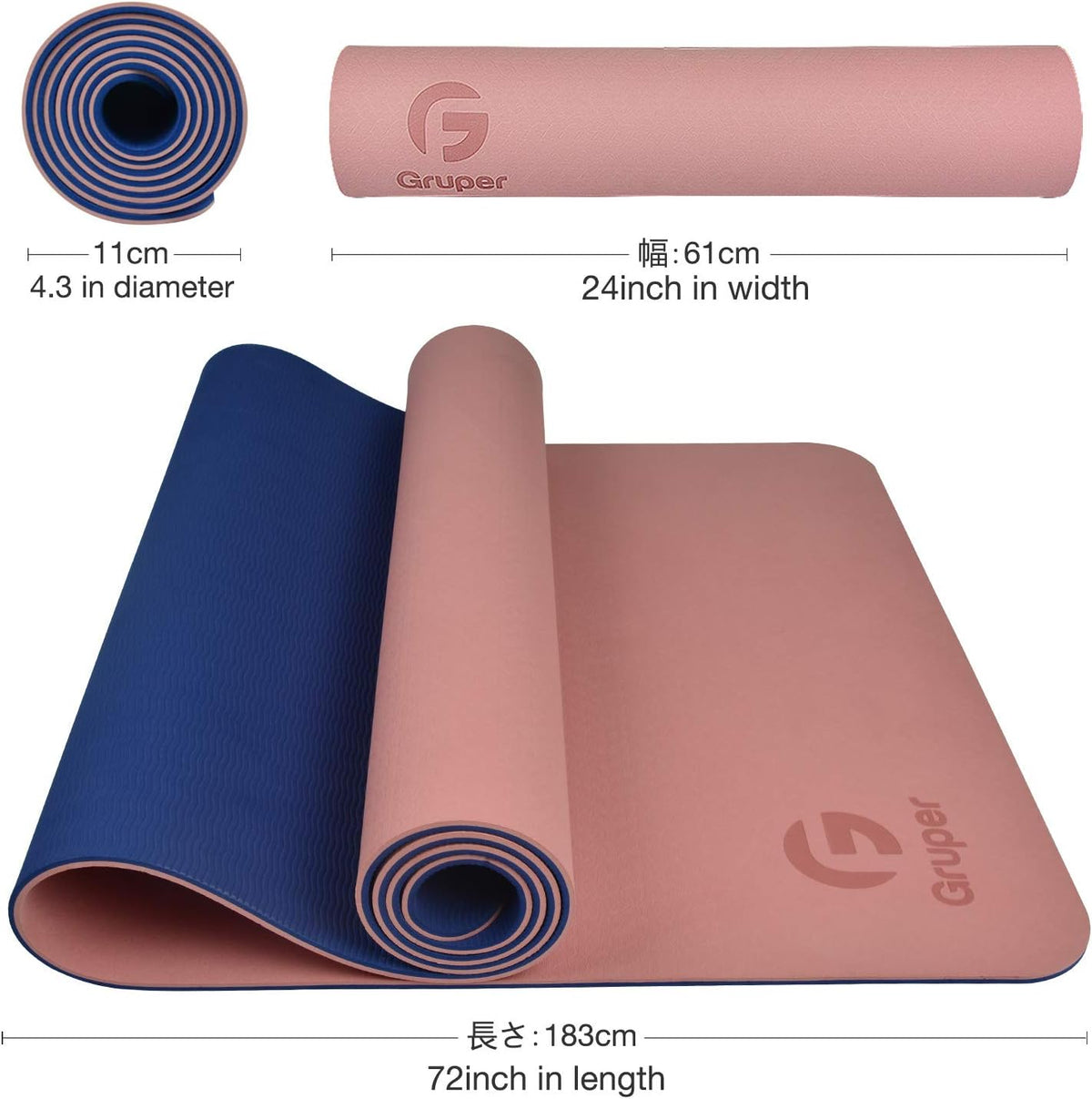 Yoga Mat Non Slip, Eco Friendly Exercise Mat with Carrying Strap