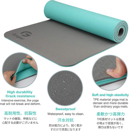 Yoga Mat Non Slip, Eco Friendly Exercise Mat with Carrying Strap