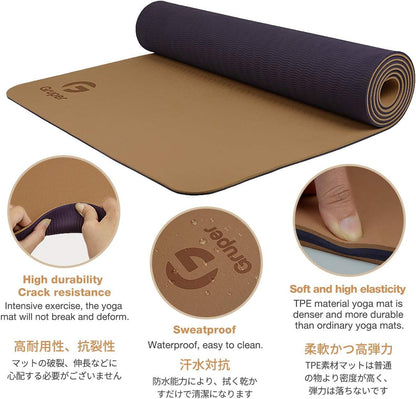 Yoga Mat Non Slip, Eco Friendly Exercise Mat with Carrying Strap