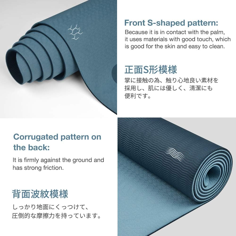 Yoga Mat Non Slip, Eco Friendly Exercise Mat with Carrying Strap